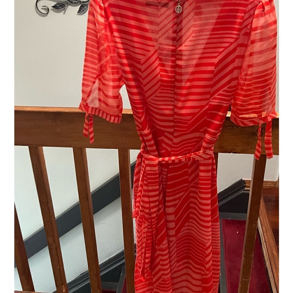 EUC Tommy Hilfiger Orange Striped Asymmetrical Dress Size 4 #062 - Picture 4 of 6